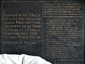 Monument room; Thomas Crewe, Esq.died 1633; King's Sergeant at L