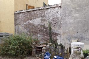 Rear side of early property wall addition