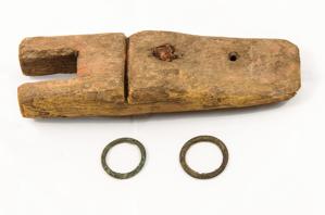 Possible curtain bracket discovered in back area, 1719