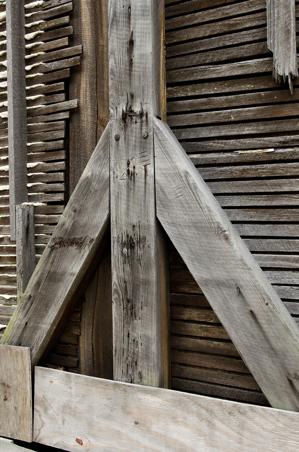 Traditional frame and joinery with circular-sawn timbers, ca. 18