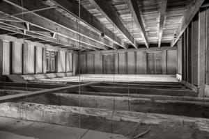 Framing of dead space in wing showing interior side of blind win