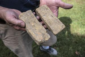 Dutch yellow brick recovered in garden archaeology