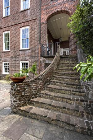 Brick staircase from rear piazza