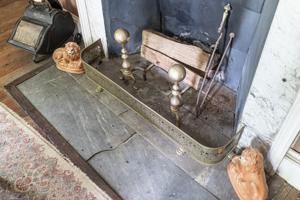 Stone hearth, dining room