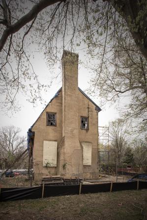 Gable end showing raised front wall (1768)