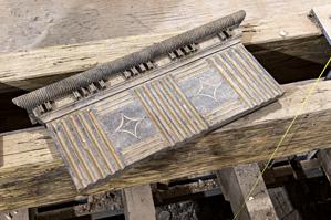 Neoclassical walnut mantel added in the early 19th century