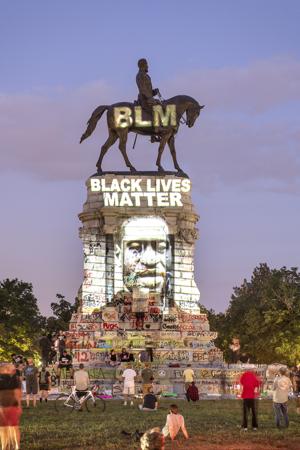 Black Lives Matter reinterpretation of monument, May 6, 2020