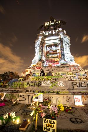 Black Lives Matter reinterpretation of monument, May 6, 2020