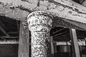 Cast-iron column capital, cellar, ca. 1850