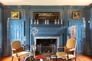 Parlor mantel (1750s) with King of Prussia marble facing likley 