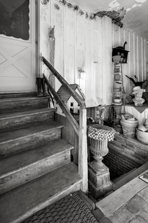 Carriage room, stairs to main house