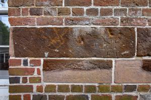 Graffiti on Choptank sandstone band in area