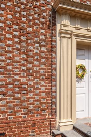 Brick detailing off original frontispiece; mostly obscurred by w