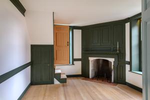 Reconstructed woodwork and back stairs in study