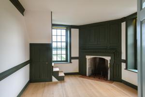 Reconstructed woodwork and back stairs in study