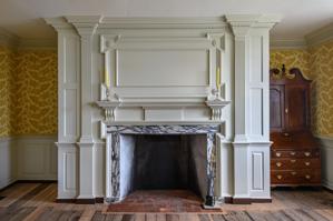 Reconstructed chimney and woodwork in the parlor