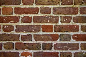 Detail of yellow brick wall, front wall of original wing