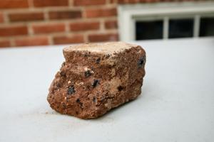 Bricks recovered cfrom ca. 1812 foundations of front porch with 