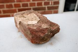 Bricks recovered cfrom ca. 1812 foundations of front porch with 