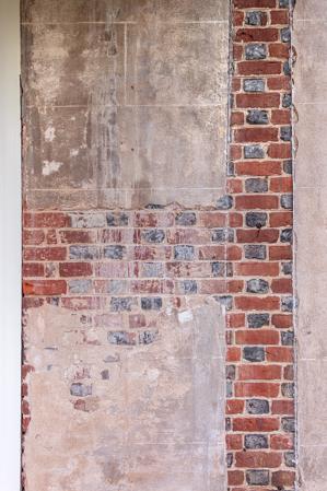 Glazed header Flemish bond detail of 1745 house; hidden by 1835 