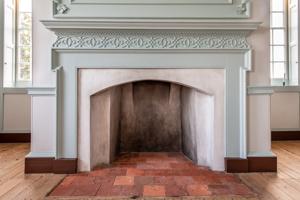 Drawing room mantel as created in 1769; niches in firebox create