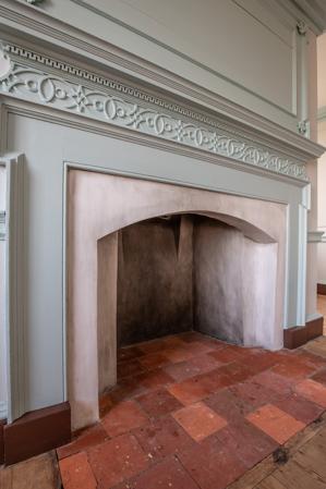 Drawing room mantel as created in 1769; niches in firebox create