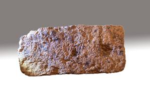 Bottom side of brick laid wet in grass for drying; 1667