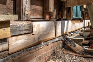 Partial sill replaccement on east wall (1797 section).