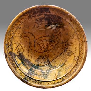 North Devon scraffito slipware charger discovered by archaeologi