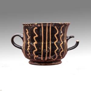Stafordshire slipware posset cup, 1720s, discovered in the rear 