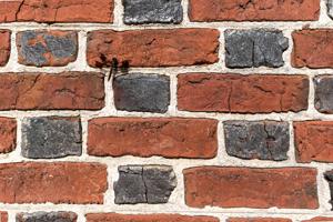 Detail of glazed header Flemish bond made with slop-molded brick