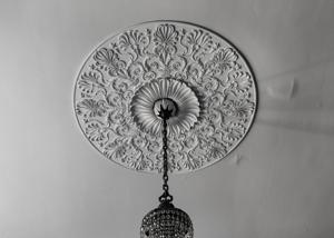 Plaster ceiling medallion, dining room; 1815-17