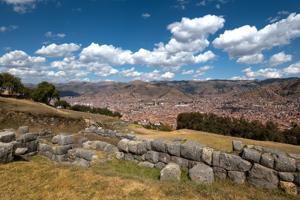 Inca ruins, 15th century. Looking down into Cusco