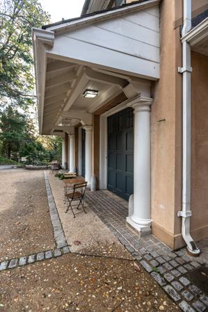 Pent over front doors of 1913 garage