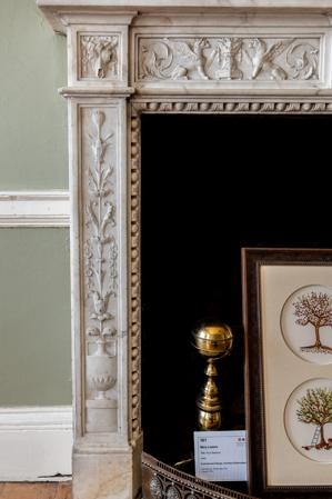 Detail of marble mantel in the parlor, 1800-05