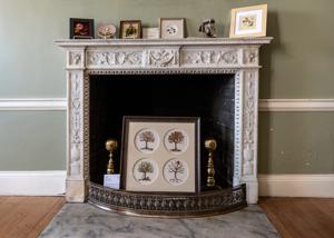 Detail of marble mantel in the parlor, 1800-05