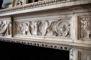 Detail of marble mantel in the parlor, 1800-05