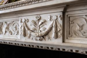 Detail of marble mantel in the parlor, 1800-05