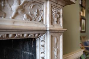 Detail of marble mantel in the parlor, 1800-05