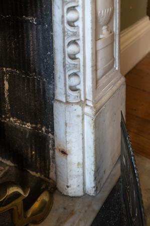 Detail of marble mantel in the parlor, 1800-05