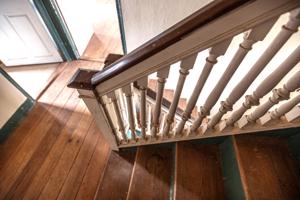 Stairs from attic landing to second floor; 1765