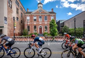 Colleen Gulick racing in Wilimngton Grand Prix, DE, in front of 