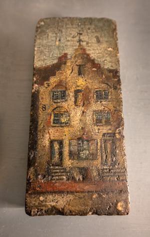 Mementos from the demolishing of the Tile House in 1884; brick p