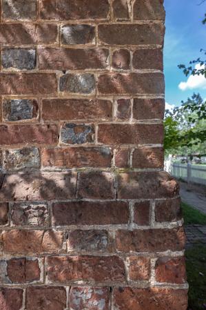 Glazed-header Flemish bond brickwork, built 1753