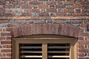 Scribe line from laying out cellar window arch; 1753