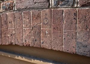 Scribe line from laying out cellar window arch; 1753