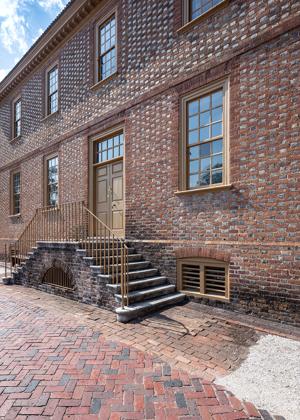 Glazed-header Flemish bond brickwork, built 1753