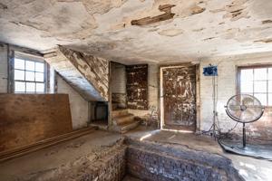 Stairs in kitchen to hospital in upper half story; 1834-36