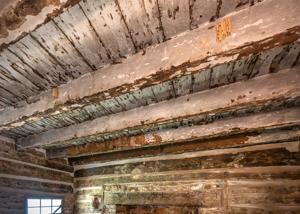 Exposed ceiling in double-pen log quarter; 2nd 1/4 19th century