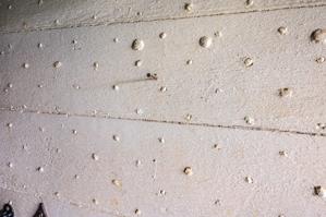 Studded door on smokehouse with hinge rivets; 2nd quarter 19th c